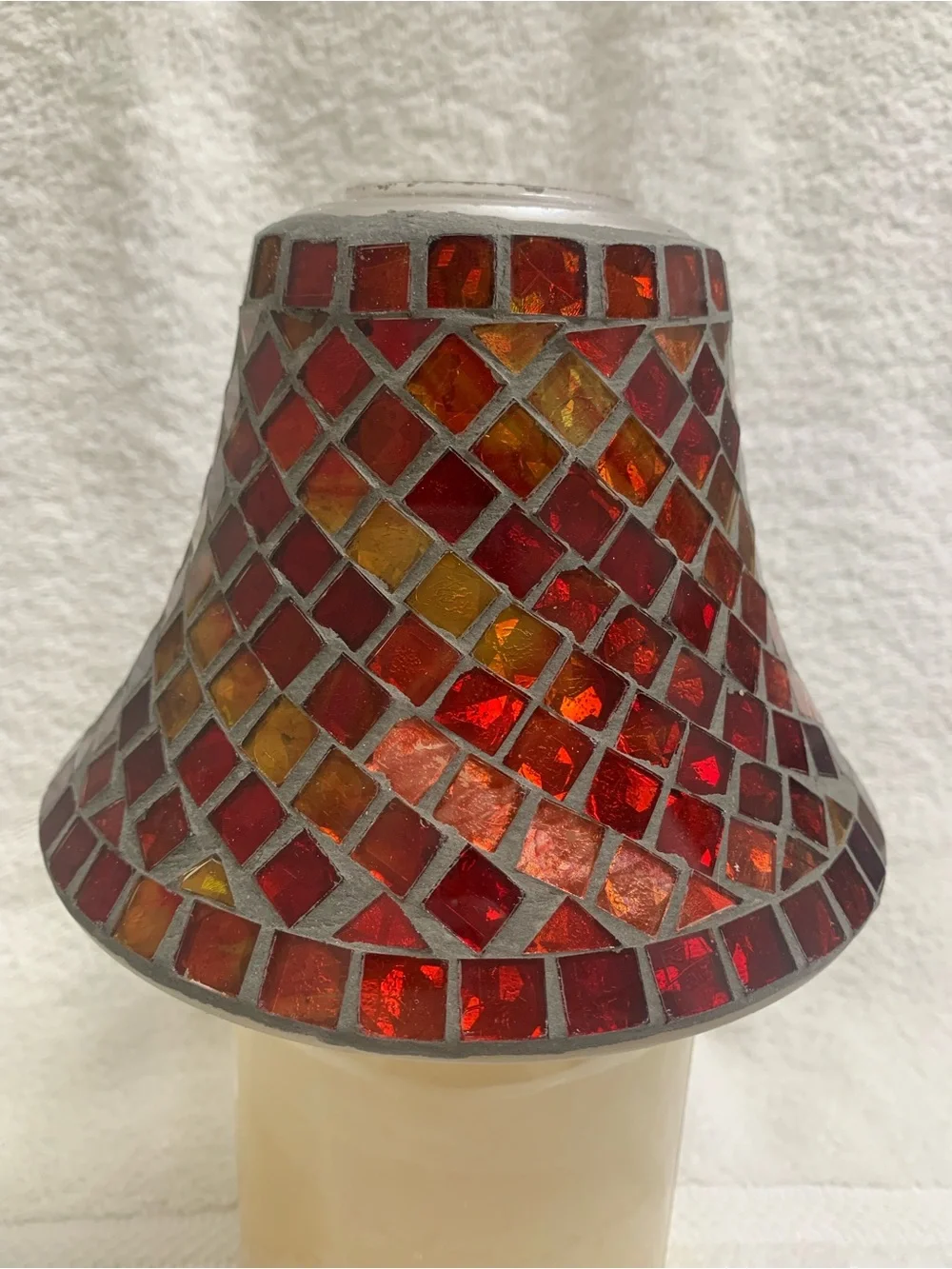 Red & Gold Mosaic Tile Large Candle Shade